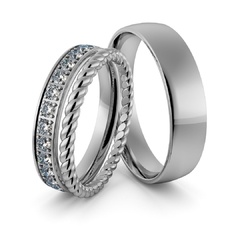 Obrączki srebrne z cyrkoniami swarovski i warkoczem- zestaw obrączek - wzór ag-339