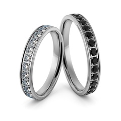 Obrączki srebrne z białymi i czarnymi cyrkoniami swarovski - wzór ag-344