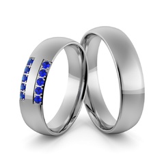 Obrączki ślubne palladowe 5 mm z szafirami - pd-67