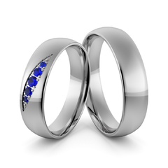 Obrączki ślubne palladowe 5 mm z szafirami - pd-113