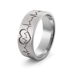 Obrączka srebrna z liniami ekg - wzór ag-386