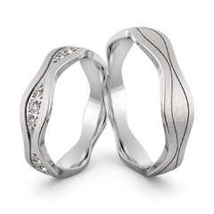 Obrączki srebrne falowane z cyrkoniami swarovski - wzór ag-467