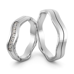 Obrączki srebrne falowane z cyrkoniami swarovski - wzór ag-468