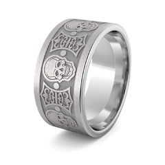 Obrączka srebrna z czaszkami - ag-561