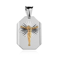 Srebrny diamentowany medalik pr.925 jezus na krzyżu pozłacany