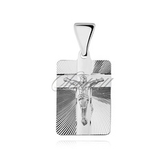 Srebrny diamentowany medalik pr.925 jezus na krzyżu