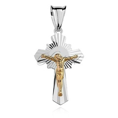 Srebrny (pr.925) krzyżyk diamentowany, złocony