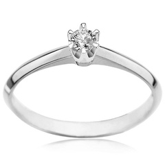 Staviori pierścionek. 1 diament, szlif brylantowy, masa 0,10 ct., barwa h, czystość si2. białe złoto 0,585. średnica korony ok. 4 mm. wysokość 3 mm.  dostępny z dowolnym innym brylantem na indywidualne zamówienie.   