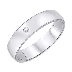Staviori obrączka. 1 diament, szlif brylantowy, masa 0,03 ct., barwa h, czystość si2. białe złoto 0,585. szerokość 6 mm. grubość 1,2 mm.  dostępne inne kolory złota.