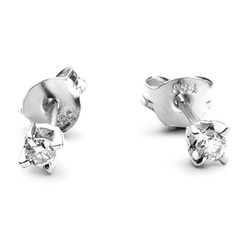 Staviori kolczyki z białego złota 0,585 z 2 diamentami, szlif brylantowy, masa 0,10 ct., barwa k-l, czystość i1-i2.