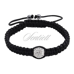 Bransoletka sznurkowa z białą ozdobną kulką crystal beads z hematytem