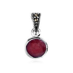 Staviori zawieszka z okrągłym rubinem, masa 0,90 ct.. srebro 0,925. markazyty