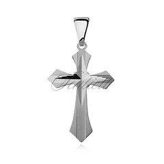 Srebrny (pr.925) krzyżyk diamentowany ozdobny płaski