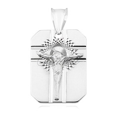 Srebrny ozdobny diamentowany medalik pr.925 jezus na krzyżu