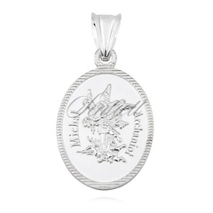 Srebrny (pr.925) owalny medalik diamentowany michał archanioł