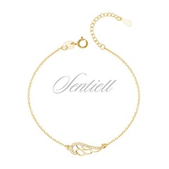 Srebrna bransoletka celebrytek pozłacana pr. 925 skrzydło z cyrkoniami