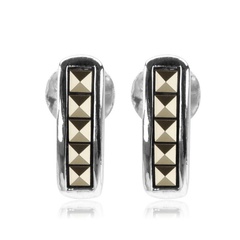 Staviori kolczyki podłużne. markazyty. srebro 0,925. wymiary 4,5x11 mm.   