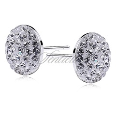 Kolczyki srebrne 925 pół kulki 10mm białe - half ball