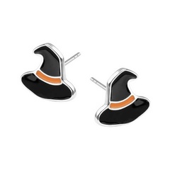 Staviori kolczyki kapelusze na halloween emalia. srebro rodowane 0,925. szerokość 10 mm
