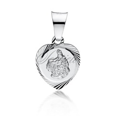 Srebrny medalik serce -  jezus / matka boska szkaplerzna