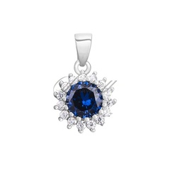 Srebrna zawieszka pr.925 elegancka szafirowa cyrkonia - karmazycja