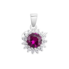 Srebrna zawieszka pr.925 elegancka rubinowa cyrkonia - karmazycja