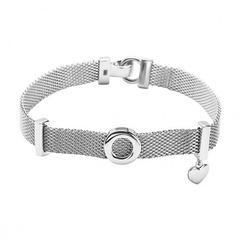 Staviori bransoletka mesh kółko i serce 19cm. srebro rodowane 0,925.   