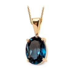 Staviori wisiorek złoty topaz błękitny, masa 1,32 ct.. żółte złoto 0,585. wymiary kamieni ok. 8x6 mm. długość 13 mm