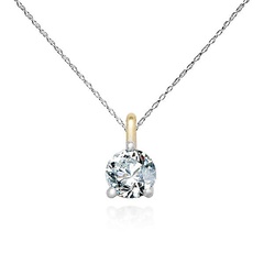 Staviori naszyjnik. 1 diament, szlif brylantowy, masa 0,15 ct., barwa h, czystość si1-si2. białe złoto 0,585. wysokość 6,5 mm. średnica 3,5 mm.  długość regulowana 40cm lub 43cm.  
