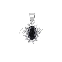Srebrna zawieszka pr.925 elegancka czarna cyrkonia - karmazycja