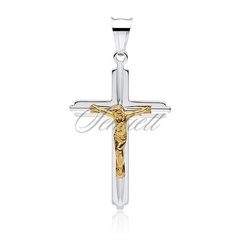 Srebrny (pr.925) krzyżyk diamentowany, złocony