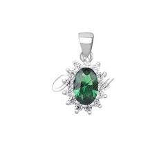 Srebrna zawieszka pr.925 elegancka cyrkonia szmaragdowa - karmazycja