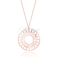 Srebrny pozłacany naszyjnik pr.925 - mandala - różowe złoto