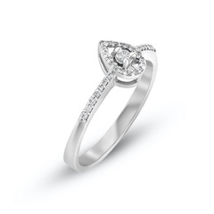Staviori pierścionek białe złoto 0,750 kształt łezka z diamentami 0,17 ct.