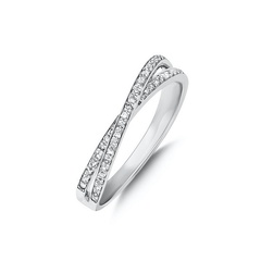 Pierścionek obrączka z białego złota pr.750, 20 diamentów 0,15ct.