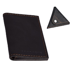 Skórzany cienki portfel slim wallet brodrene + bilonówka sw03+cw01