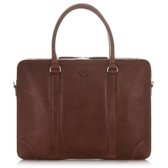 Elegancka męska skórzana torba na laptop 15,6 brązowa