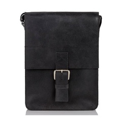 Czarna skórzana listonoszka męska na ramię