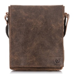 Jasnobrązowa listonoszka skórzana męska na ramię