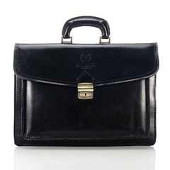 Stylowa męska aktówka ze skóry naturalnej na dokumenty nero04 czarna