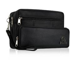 Betlewski czarna saszetka do ręki ze skóry bsg-08