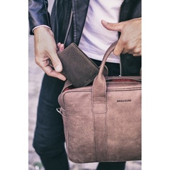Czarny skórzany portfel slim wallet brødrene sw01