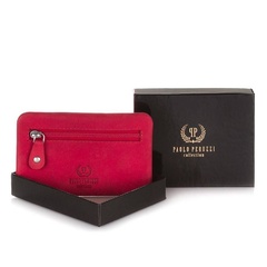 Skórzany pokrowiec na klucze paolo peruzzi in-15 czerwony