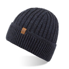 Stylowa czapka zimowa męska czapka beanie brodrene cz12 granatowa