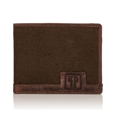 Męski brązowy portfel skórzany canvas rfid