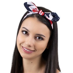 Opaska do włosów na gumce kokarda flaga pin up
