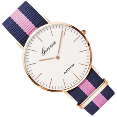 Zegarek damski męski geneva nylon róż granat