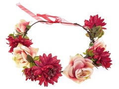 Wianek opaska kwiaty ślub boho. czerwony