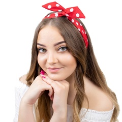 Opaska do włosów czerwona pin up duże kropki retro