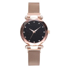 Zegarek damski na magnes brokat cyrkonie rose gold